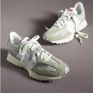New Balance Sage Green and White Sneakers